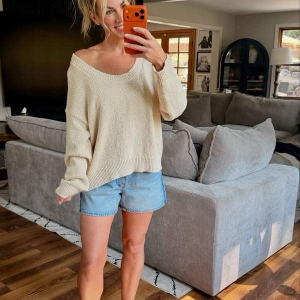 Universal Thread Women's Scoop Neck Pullover Sweater Ribbed Knit Long Sleeve XS